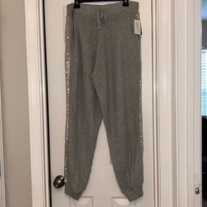 INC International Concepts Sequins Side Women’s Grey Knit Sweater Joggers  XL